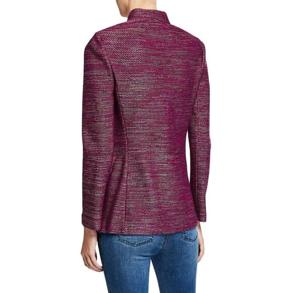 💕ST. JOHN💕 Ombre Ribbon Tweed Knit Jacket Mandarin Collar Pocket Flaps 6 NWOT - Picture 3 of 16